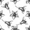 Seamless pattern with black and white bellflower