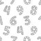 Seamless pattern of black and white fancy ornamental numbers