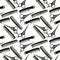 Seamless pattern of black-and-white hair-dressing tools