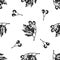 Seamless pattern with black and white hawthorn