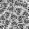 Seamless pattern with black and white roses. Vector illustration.
