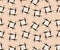 Seamless pattern with black and white shape on peach colored background.