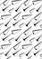 Seamless pattern of black and white sketches of paper airplanes. Letters and mail. Transportation of correspondence by air. Vector