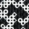 Seamless pattern of black and white torus shapes 3D render