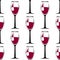 Seamless pattern with black wineglass with wine. vector