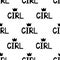 Seamless pattern with black word girl and crowns.