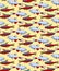 Seamless pattern with Bloodfin tetra and Cardinal tetra on yellow background