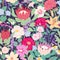 Seamless Pattern with Blooming Garden Flowers