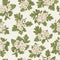Seamless pattern with blooming hawthorn. Hawthorn flower twigs. Vintage vector illustration. Colorful
