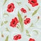 Seamless pattern with blooming poppies for flat design