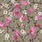 Seamless pattern with blooming sakura branches. Cherry blossoms floral background