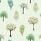 Seamless pattern with blossom trees for spring