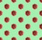 Seamless Pattern of Blossoming Red Sunflowers on Green Background