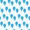 Seamless pattern of blue balloons on a thread with sad smile face in trendy monochrome blue shades