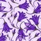 Seamless pattern with blue bells on a light background.