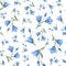 Seamless pattern with blue bluebell flowers. Vector illustration.