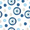 Seamless pattern with blue evil eye vector and polka dots