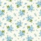 Seamless pattern with blue forget-me-not flowers. Vector illustration.