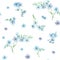 Seamless pattern with blue forget-me-nots. Summer flowers Scorpion Grass, Myosotis. Hand draw watercolor illustration