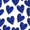 Seamless pattern blue Hearts animal print. Leopard heart vector illustration