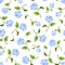 Seamless pattern with blue hydrangea flowers. Vector illustration.