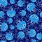 Seamless pattern from blue jellyfish cartoon