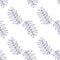 Seamless pattern of blue leafy white background. Textile decoration.