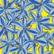 Seamless pattern blue lily on yellow