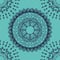 Seamless pattern with blue mandalas in bohemian style. Native American vector ornament painted with grunge brushes