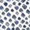 .Seamless pattern of blue mugs and cups. Design for kitchen accessories, towels, tablecloths, napkins