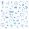 Seamless Pattern with Blue Outline Shopping Icons