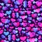 Seamless pattern with blue, pink watercolor hearts. arrow, lips, people romantic design. Isolated on violet background