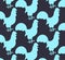 Seamless pattern with blue rooster
