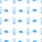 Seamless pattern with blue skis and hats.