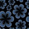 Seamless pattern with blue tiare flowers, dots, doted pattern
