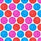 Seamless Pattern of Blue, Violet and Red Indoor Balls for Pickleball