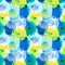 Seamless pattern of blue and yellow gerbera flowers, vivid summer daisy floral ornament, abstract gerber flower texture, wallpaper
