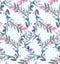 Seamless pattern with botanical, branches on polka dots for textile print, wallpaper.