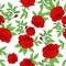 Seamless pattern bouquet of red rose, vintage flower vector