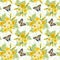 Seamless pattern with bouquets of daffodils.