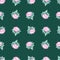 Seamless pattern bouquets of pink peonies on a green background. Illustration of felt-tip pens.