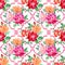 Seamless pattern of bouquets of roses and baroque pattern