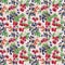 Seamless pattern with branches leaves and berries of raspberries and blackberries, hand-drawn in watercolor