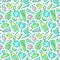 Seamless pattern with bright baby hygiene elements