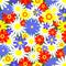 Seamless pattern bright flowers.