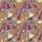 Seamless pattern with bright halloween accessories