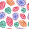 Seamless pattern with bright hand painted watercolor crystals and gems.