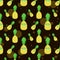 seamless pattern of bright, juicy, yellow pineapples with glasses