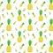 seamless pattern of bright, juicy, yellow pineapples with green leaves