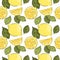 Seamless pattern with bright lemons. Vector illustration.